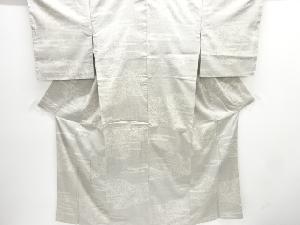 アンティーク　ヱ霞に花模様織り出し本場結城紬100亀甲着物(石下)